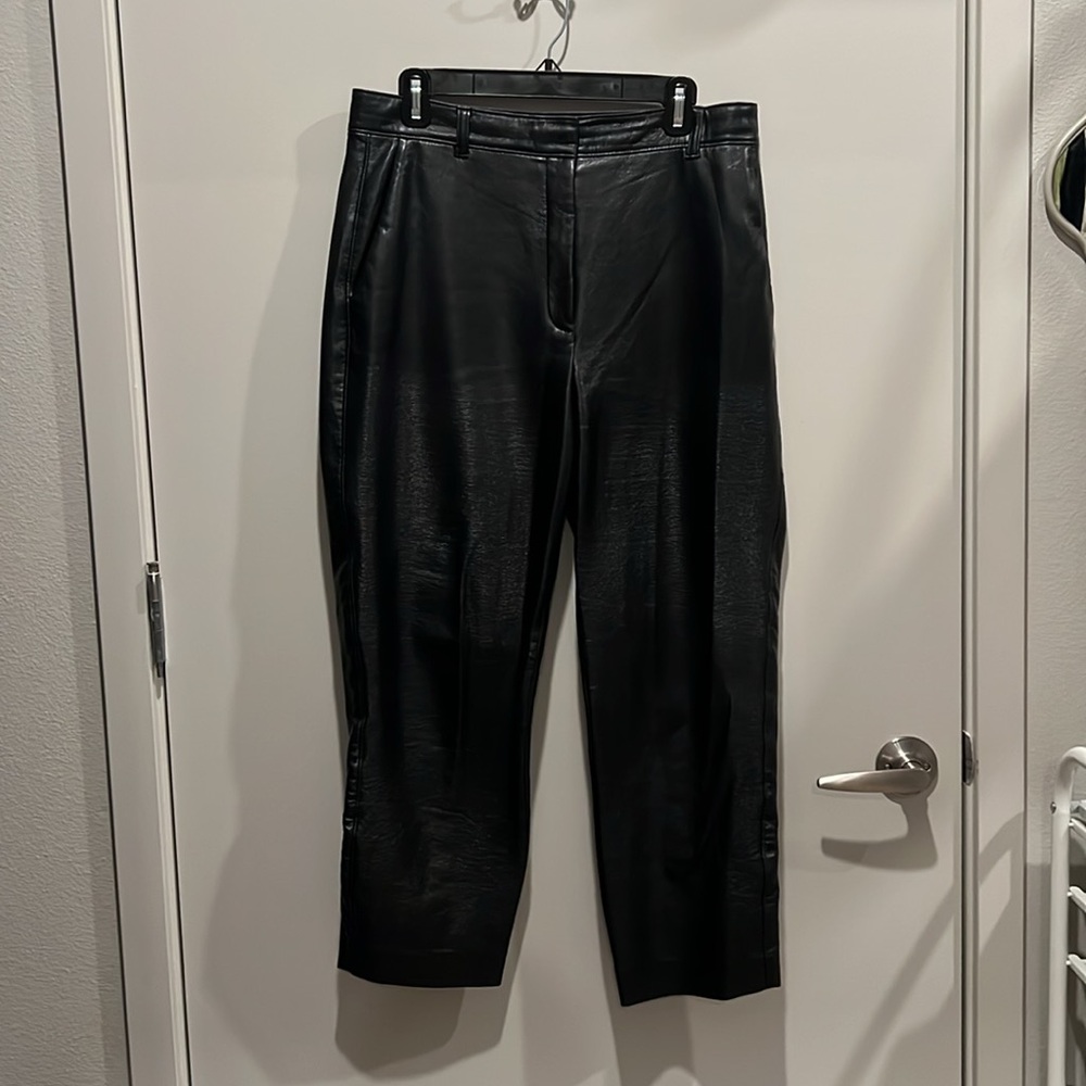 Aritzia Babaton Command Cropped Vegan Leather Pant - Black, Size 12
